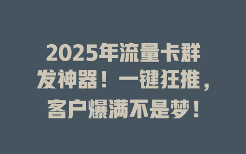2025年流量卡群发神器！一键狂推，客户爆满不是梦！