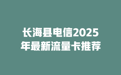 长海县电信2025年最新流量卡推荐