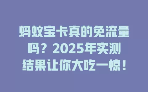 蚂蚁宝卡真的免流量吗？2025年实测结果让你大吃一惊！