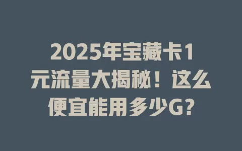 2025年宝藏卡1元流量大揭秘！这么便宜能用多少G？