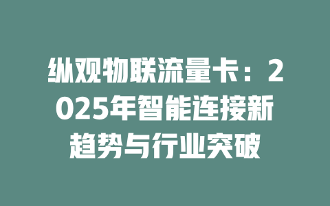 纵观物联流量卡：2025年智能连接新趋势与行业突破
