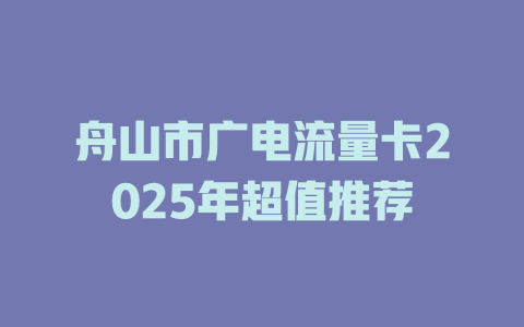 舟山市广电流量卡2025年超值推荐