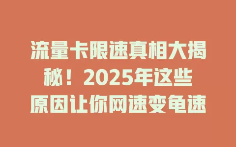 流量卡限速真相大揭秘！2025年这些原因让你网速变龟速