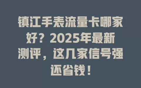 镇江手表流量卡哪家好？2025年最新测评，这几家信号强还省钱！