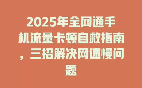 2025年全网通手机流量卡顿自救指南，三招解决网速慢问题