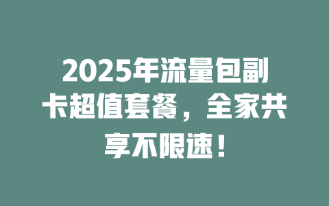 2025年流量包副卡超值套餐，全家共享不限速！