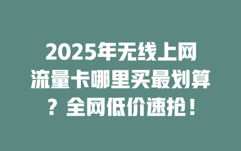 2025年无线上网流量卡哪里买最划算？全网低价速抢！