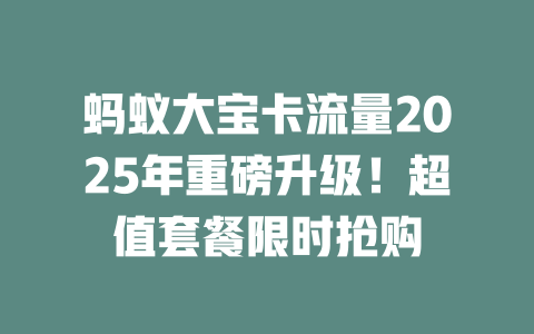 蚂蚁大宝卡流量2025年重磅升级！超值套餐限时抢购
