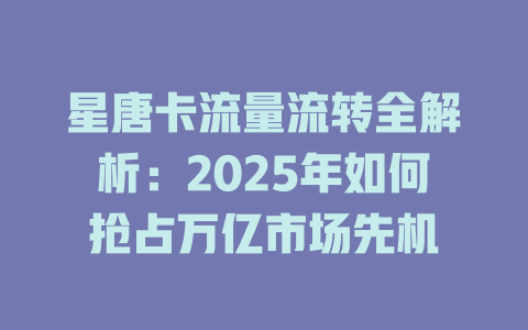 星唐卡流量流转全解析：2025年如何抢占万亿市场先机