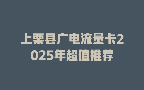 上栗县广电流量卡2025年超值推荐