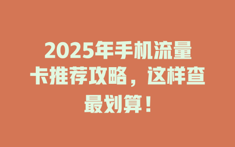 2025年手机流量卡推荐攻略，这样查最划算！
