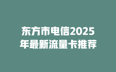 东方市电信2025年最新流量卡推荐