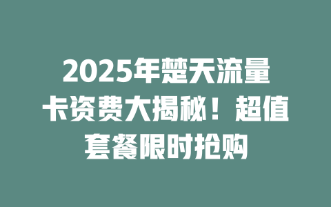 2025年楚天流量卡资费大揭秘！超值套餐限时抢购