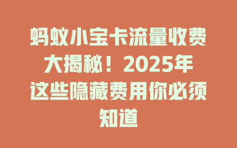 蚂蚁小宝卡流量收费大揭秘！2025年这些隐藏费用你必须知道