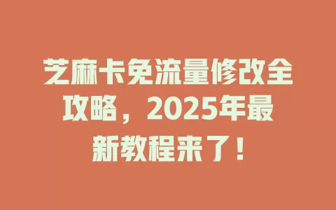 芝麻卡免流量修改全攻略，2025年最新教程来了！