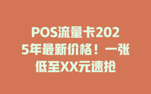 POS流量卡2025年最新价格！一张低至XX元速抢