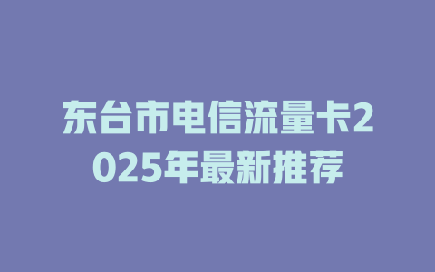 东台市电信流量卡2025年最新推荐