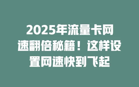 2025年流量卡网速翻倍秘籍！这样设置网速快到飞起