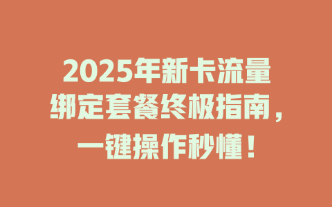 2025年新卡流量绑定套餐终极指南，一键操作秒懂！
