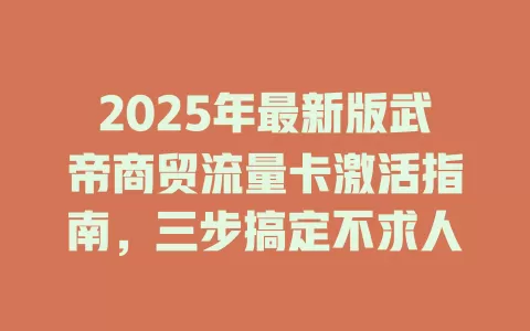 2025年最新版武帝商贸流量卡激活指南，三步搞定不求人