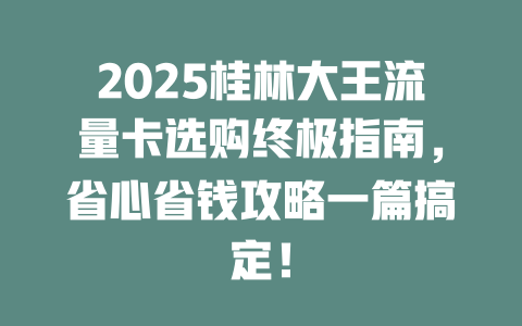 2025桂林大王流量卡选购终极指南，省心省钱攻略一篇搞定！