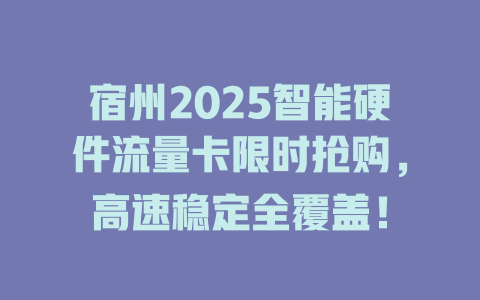 宿州2025智能硬件流量卡限时抢购，高速稳定全覆盖！