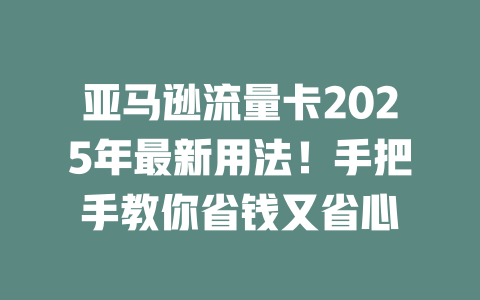 亚马逊流量卡2025年最新用法！手把手教你省钱又省心