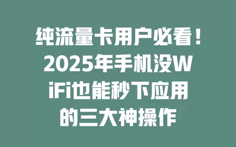 纯流量卡用户必看！2025年手机没WiFi也能秒下应用的三大神操作