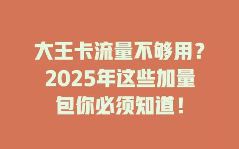 大王卡流量不够用？2025年这些加量包你必须知道！