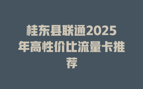 桂东县联通2025年高性价比流量卡推荐