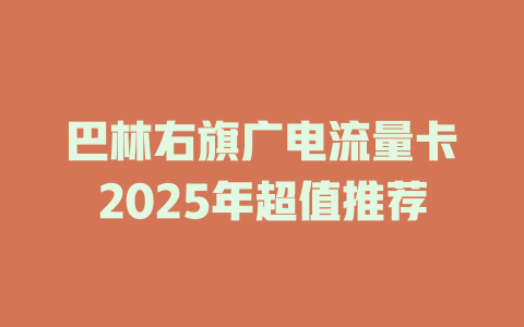 巴林右旗广电流量卡2025年超值推荐
