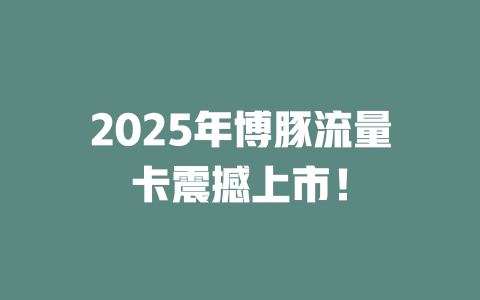 2025年博豚流量卡震撼上市！