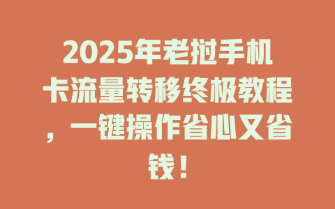 2025年老挝手机卡流量转移终极教程，一键操作省心又省钱！