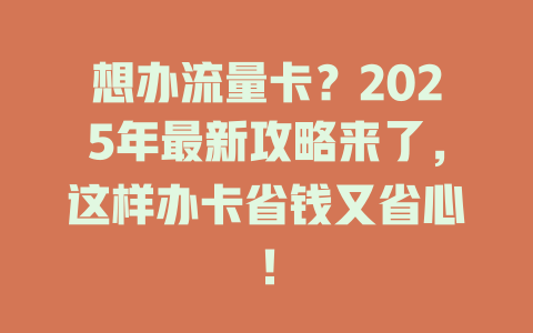 想办流量卡？2025年最新攻略来了，这样办卡省钱又省心！