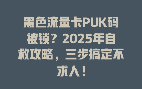 黑色流量卡PUK码被锁？2025年自救攻略，三步搞定不求人！
