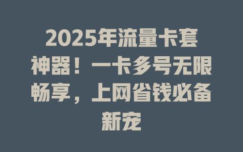 2025年流量卡套神器！一卡多号无限畅享，上网省钱必备新宠