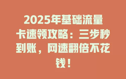2025年基础流量卡速领攻略：三步秒到账，网速翻倍不花钱！