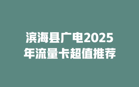 滨海县广电2025年流量卡超值推荐