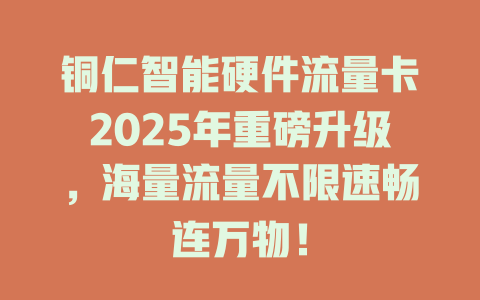 铜仁智能硬件流量卡2025年重磅升级，海量流量不限速畅连万物！