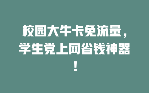 校园大牛卡免流量，学生党上网省钱神器！