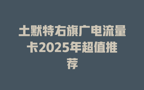 土默特右旗广电流量卡2025年超值推荐