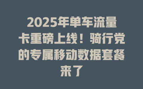 2025年单车流量卡重磅上线！骑行党的专属移动数据套餐来了