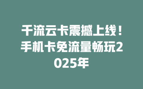千流云卡震撼上线！手机卡免流量畅玩2025年