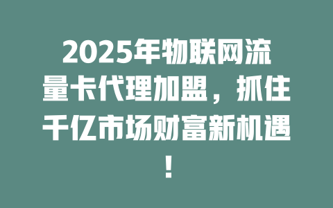 2025年物联网流量卡代理加盟，抓住千亿市场财富新机遇！