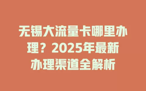 无锡大流量卡哪里办理？2025年最新办理渠道全解析
