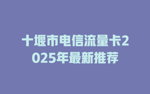十堰市电信流量卡2025年最新推荐