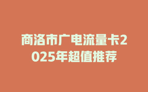 商洛市广电流量卡2025年超值推荐