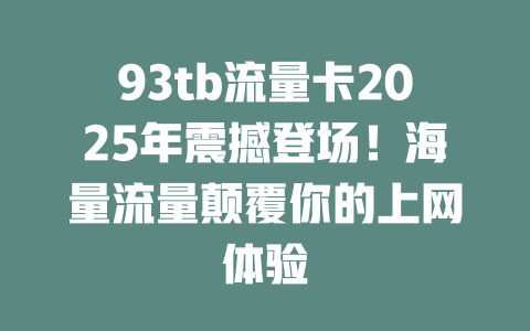 93tb流量卡2025年震撼登场！海量流量颠覆你的上网体验