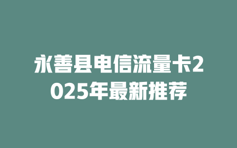 永善县电信流量卡2025年最新推荐
