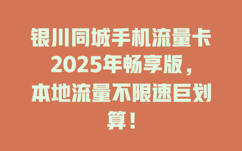 银川同城手机流量卡2025年畅享版，本地流量不限速巨划算！